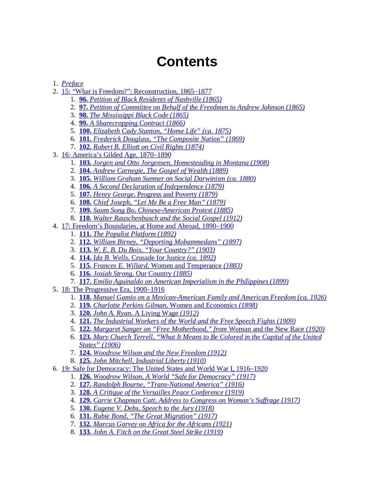 voices of freedom volume 2 6th edition table of contents