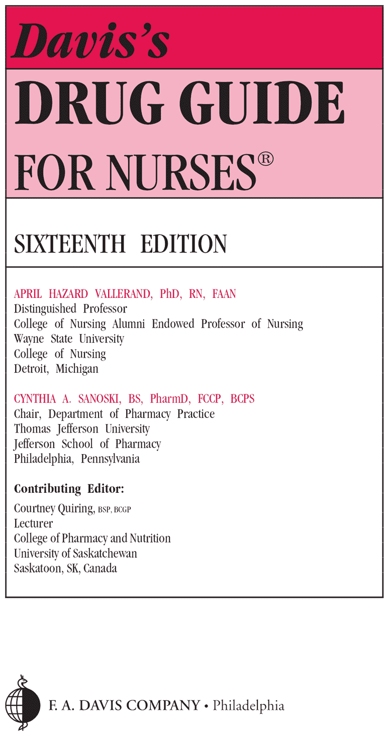 Davis’s Drug Guide for Nurses 16th page 3