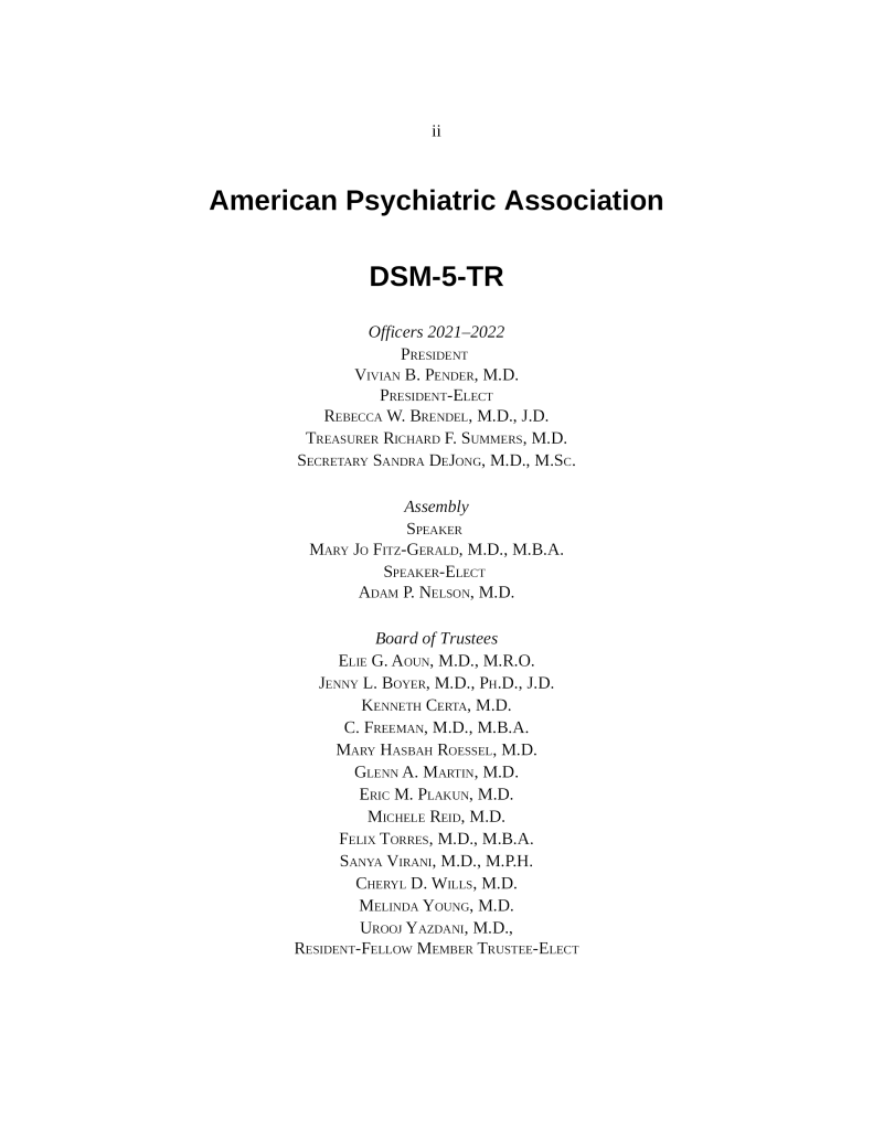 diagnostic and statistical manual of mental disorders 5th edition reference
